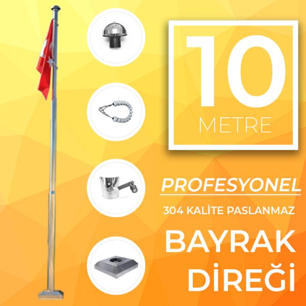 10 Metre Profesyonel Bayrak Direği