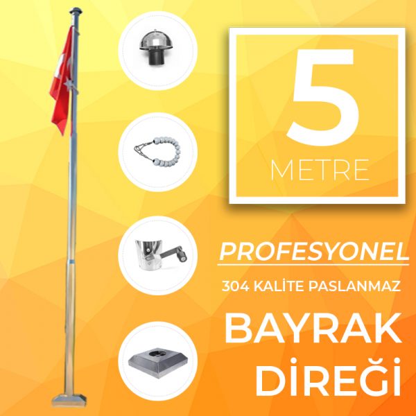 5 Metre Profesyonel Bayrak Direği