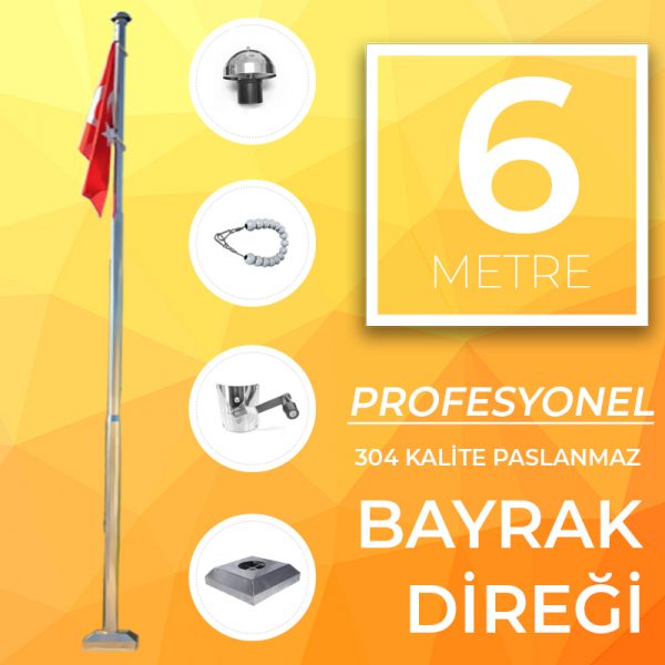 6 Metre Profesyonel Bayrak Direği