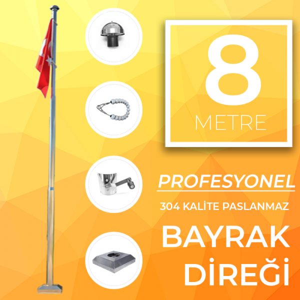 8 Metre Profesyonel Bayrak Direği