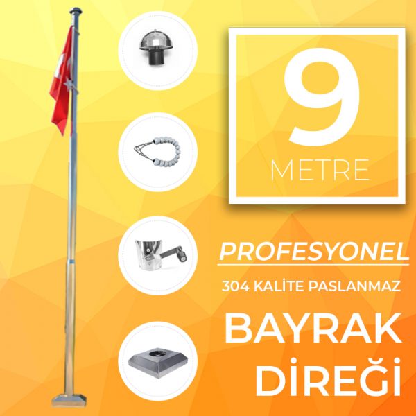 9 Metre Profesyonel Bayrak Direği
