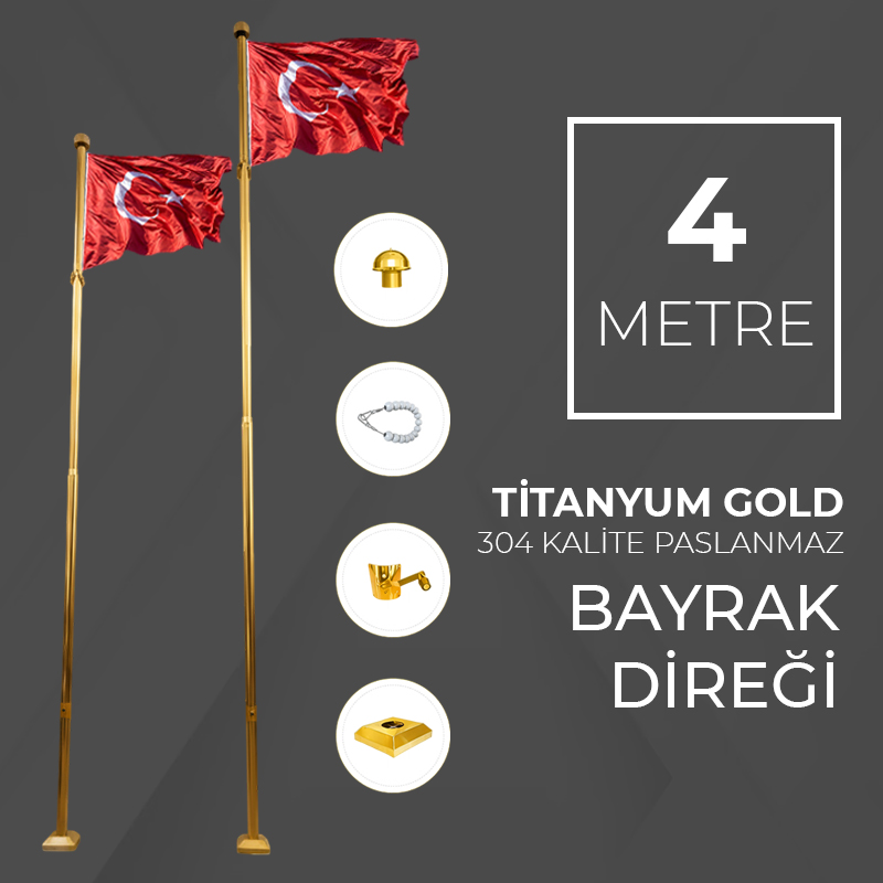 4 Metre Titanyum Gold Bayrak Direği